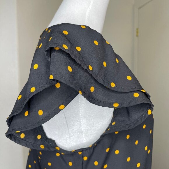 No Frills Los Angeles Polka Dot Buttterfly Sleeve Blouse Retro Office S - Picture 3 of 6